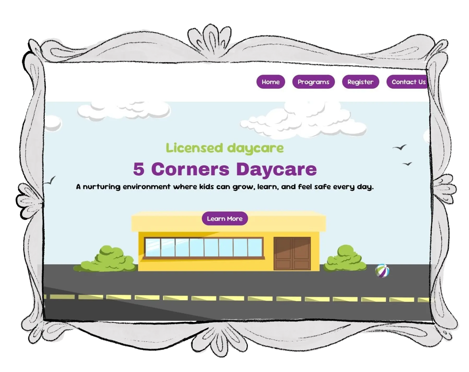 5 Corners Daycare website homepage