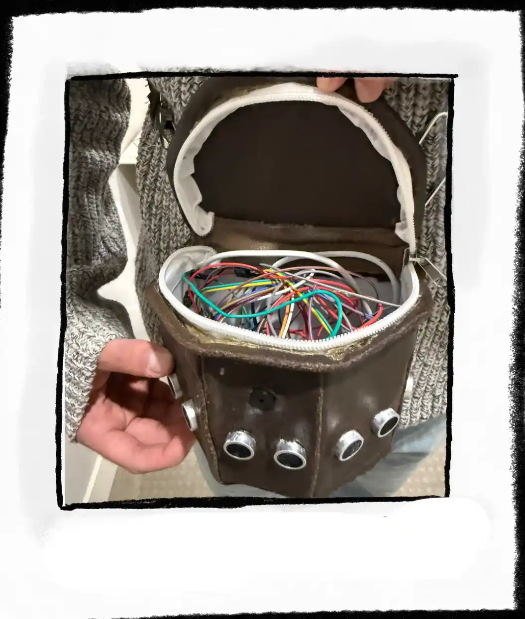 Inside view of Tech4Ease bag showing wiring
